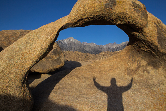 Shadow selfie at Mobius Arch, Eastern Sierras, California