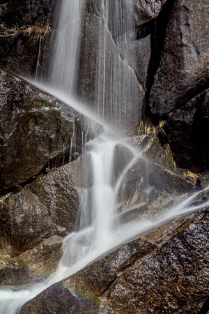 Cascading water on rock wall, National Park, California