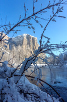 El Capitan in winter above the Merced River, Yosemite Valley, California