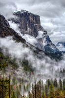 El Capitan surrounded by clouds, Yosemite Valley, California